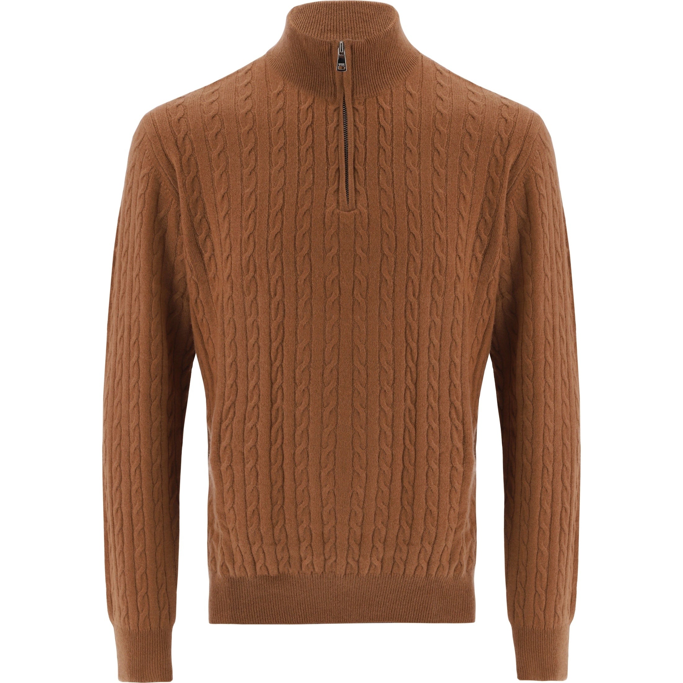 Cashmere Quarter Zip-Brown