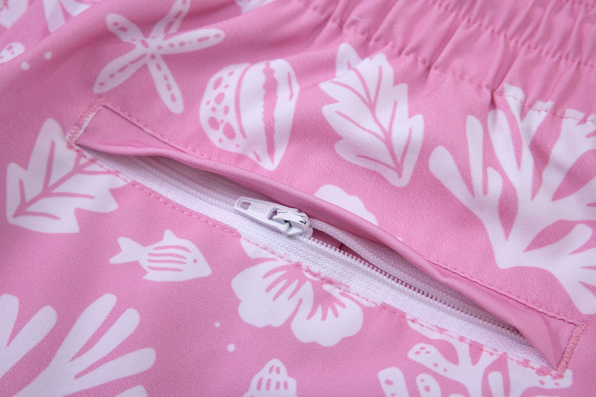 Sea Leaves Swim Short -Pink