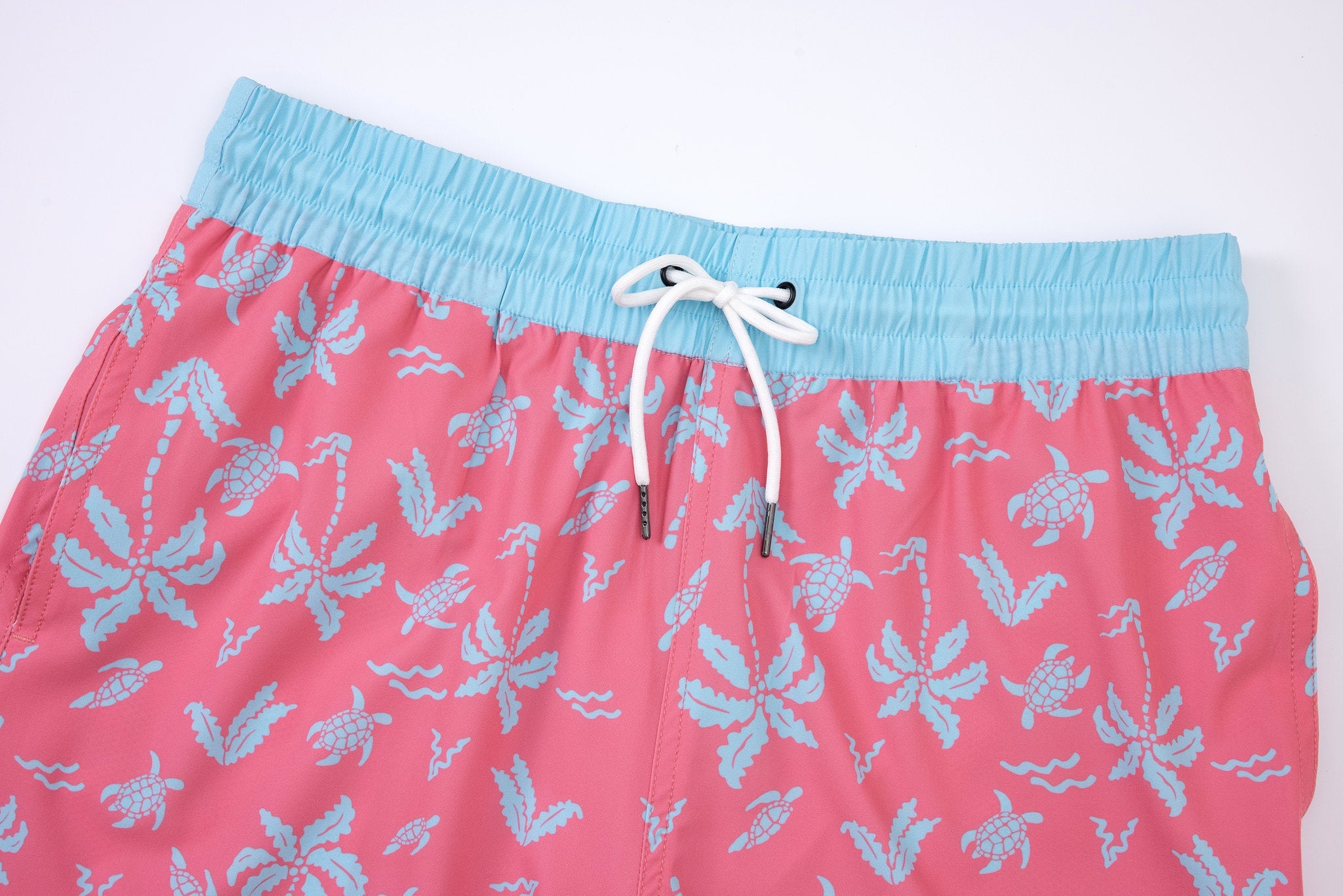 Aqua Palms Swim Shorts -Blue/Pink