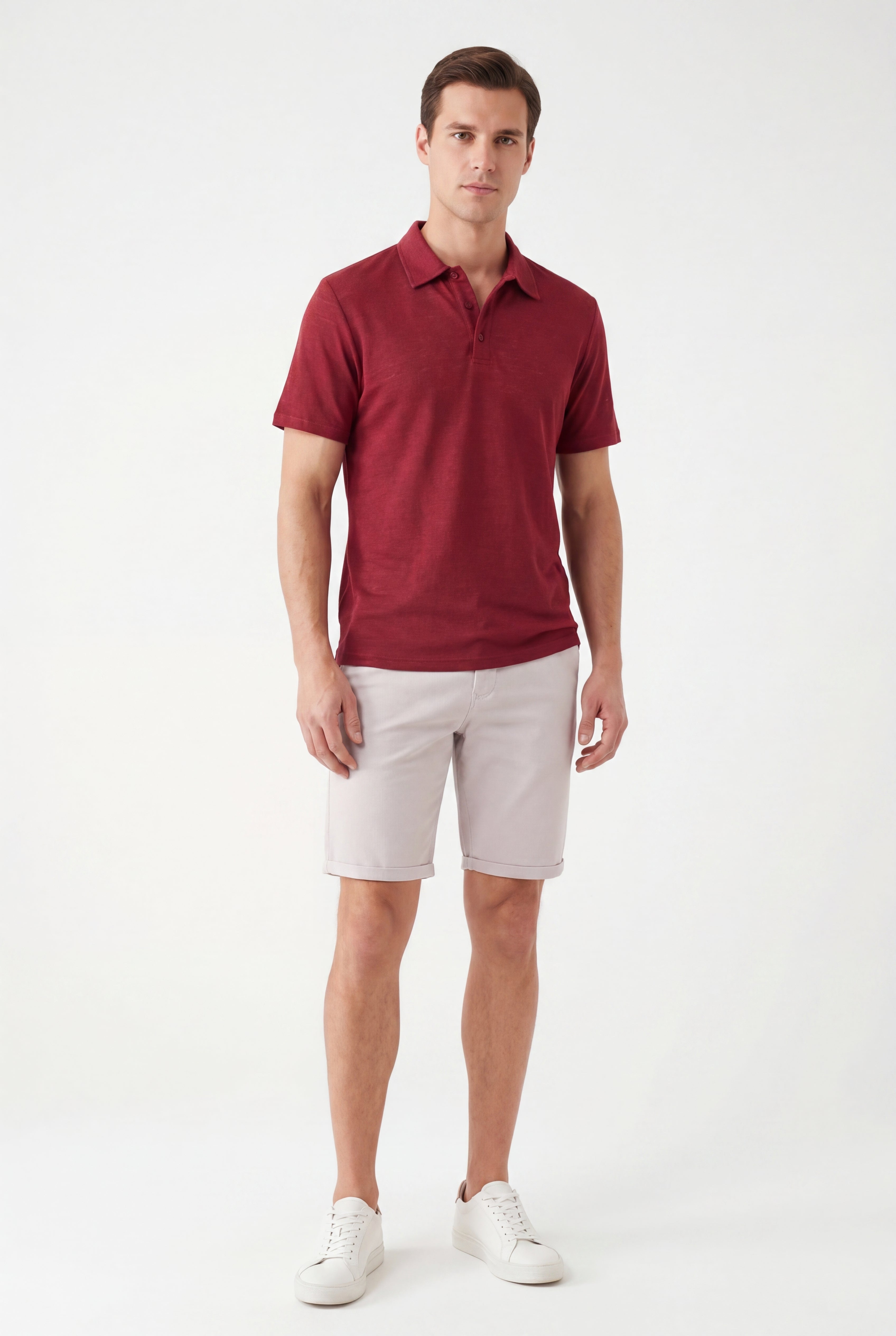 polo linen -Burgundy
