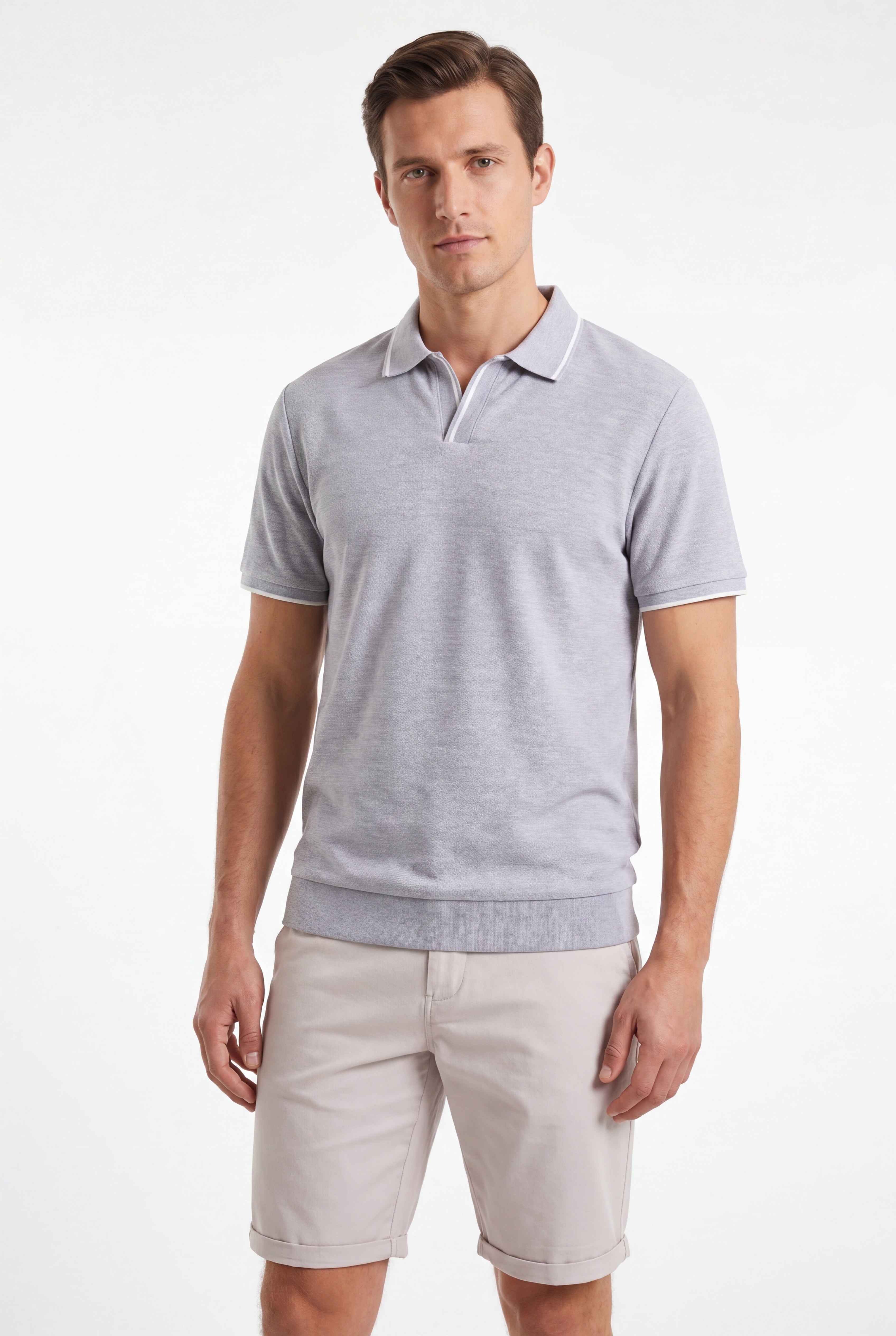 open collar -Light-Gray