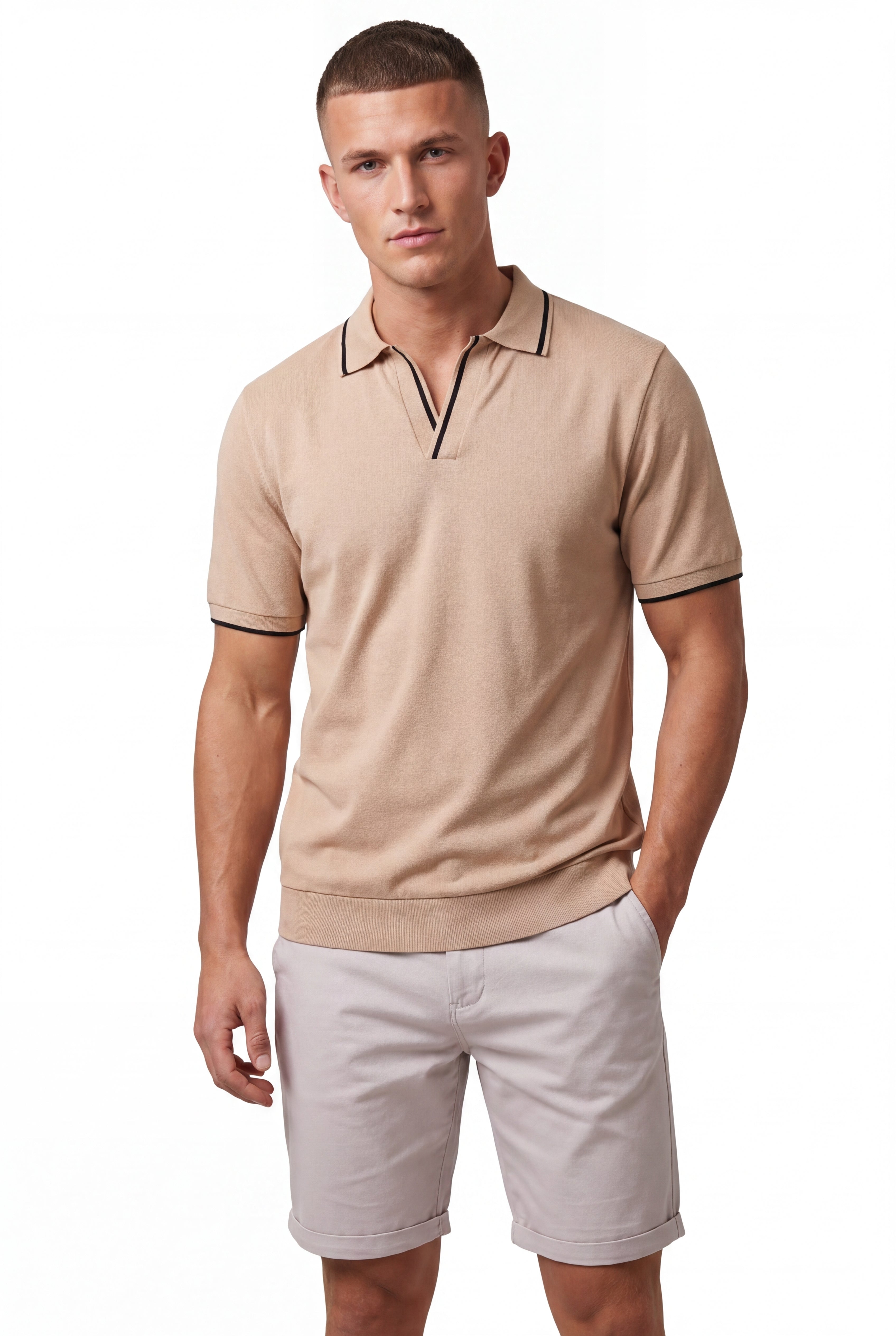 open collar -Tan