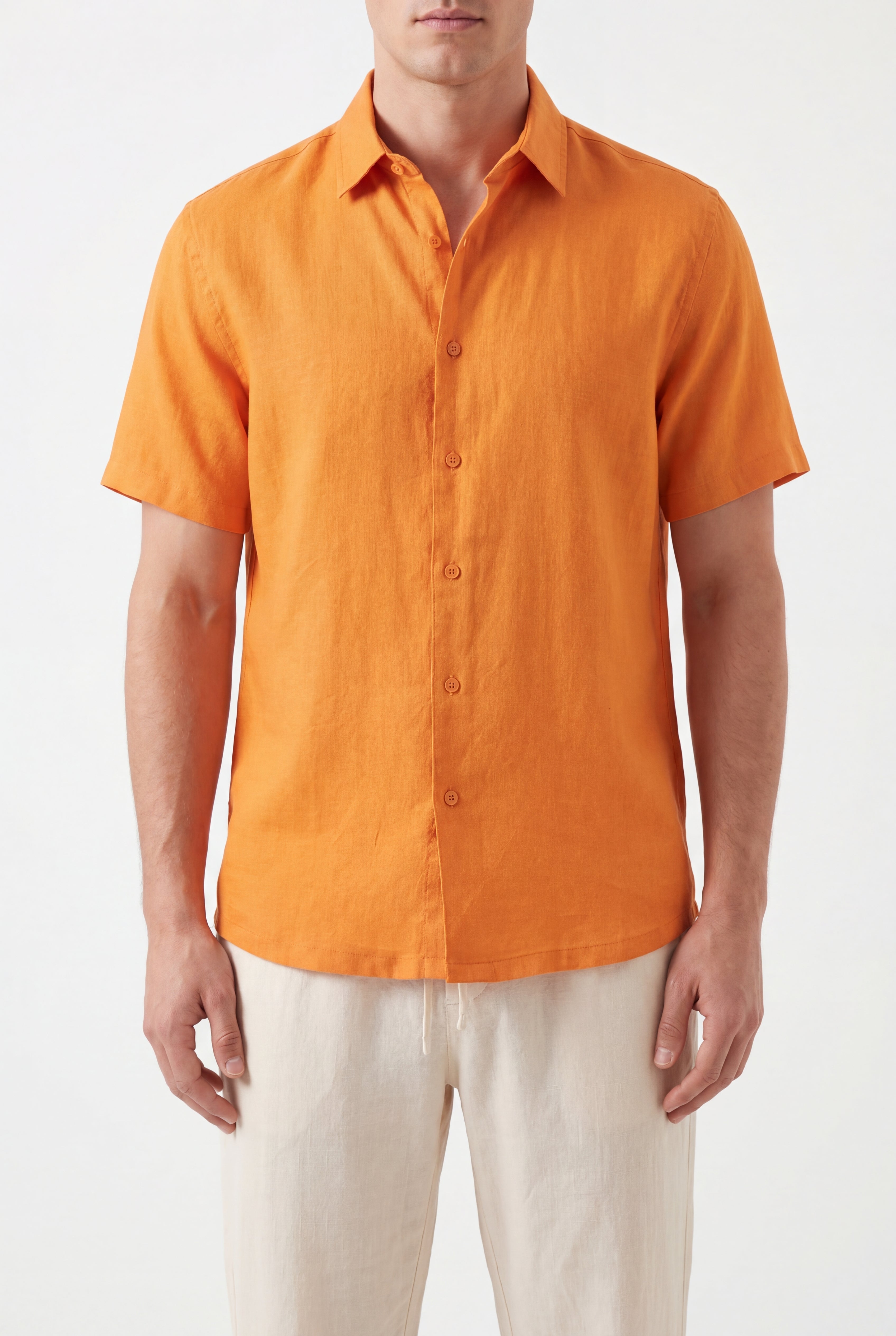 linen short sleeves -Orange