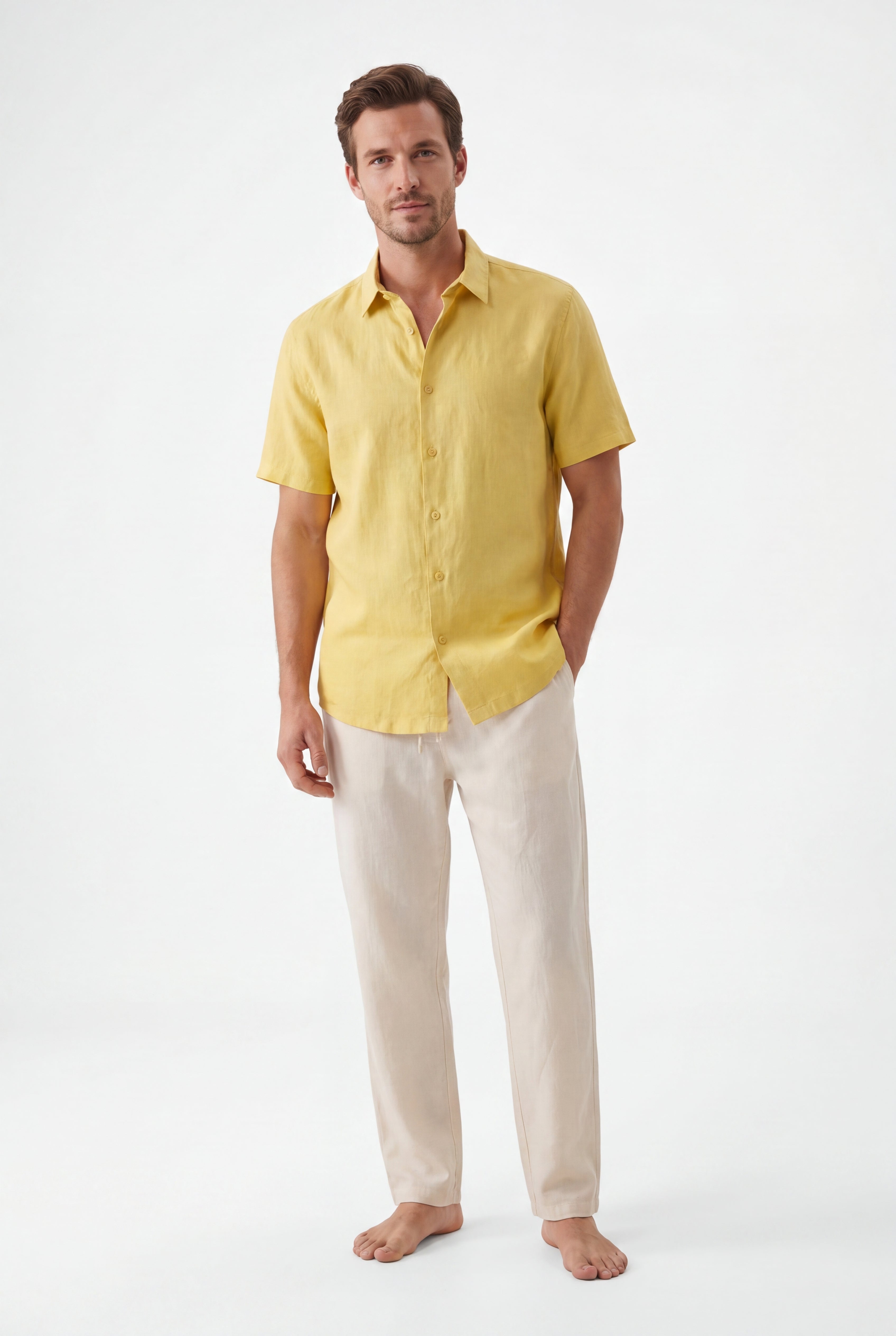 Linen Short Sleeves-Lemon-Yellow