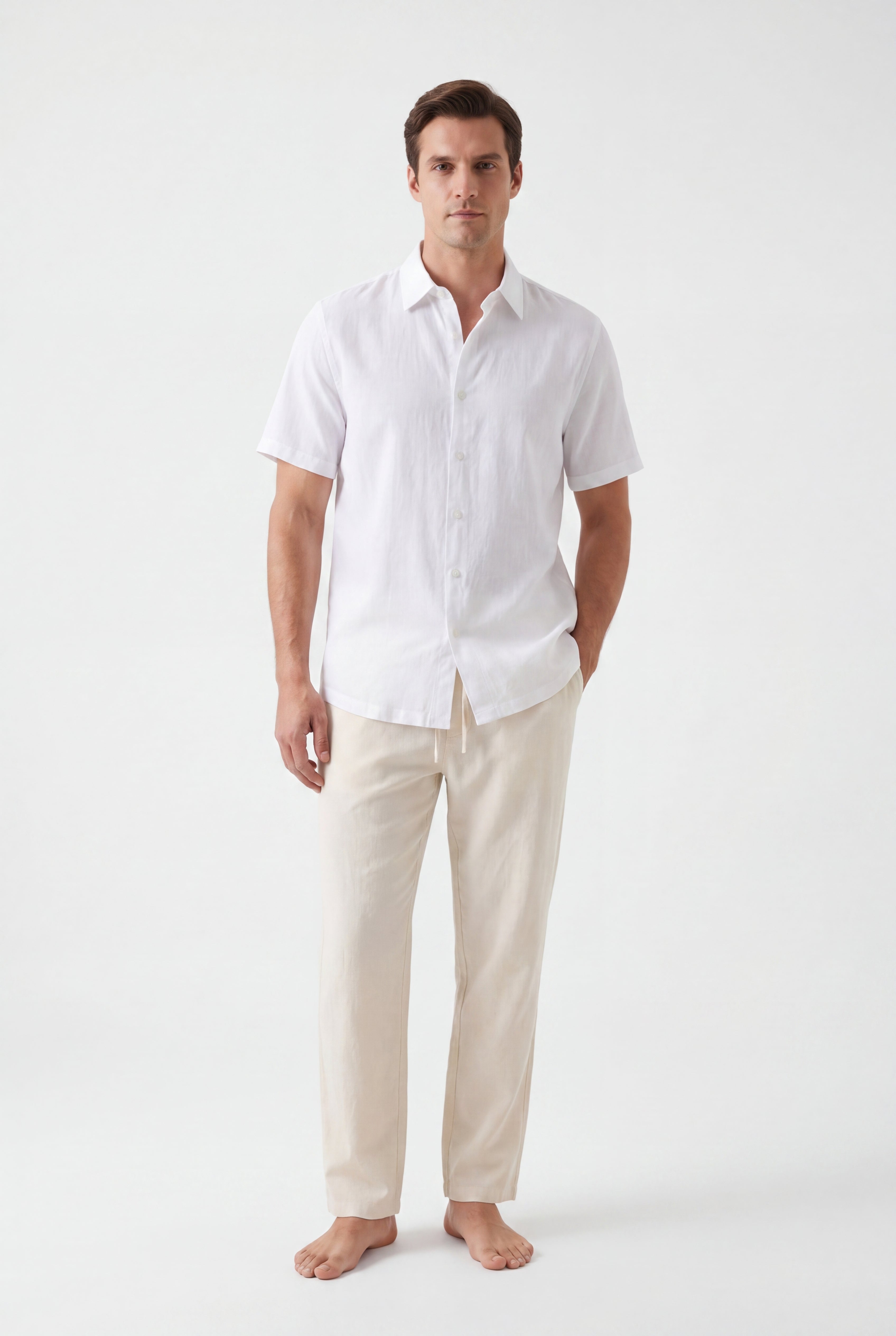 Linen Short Sleeves-White