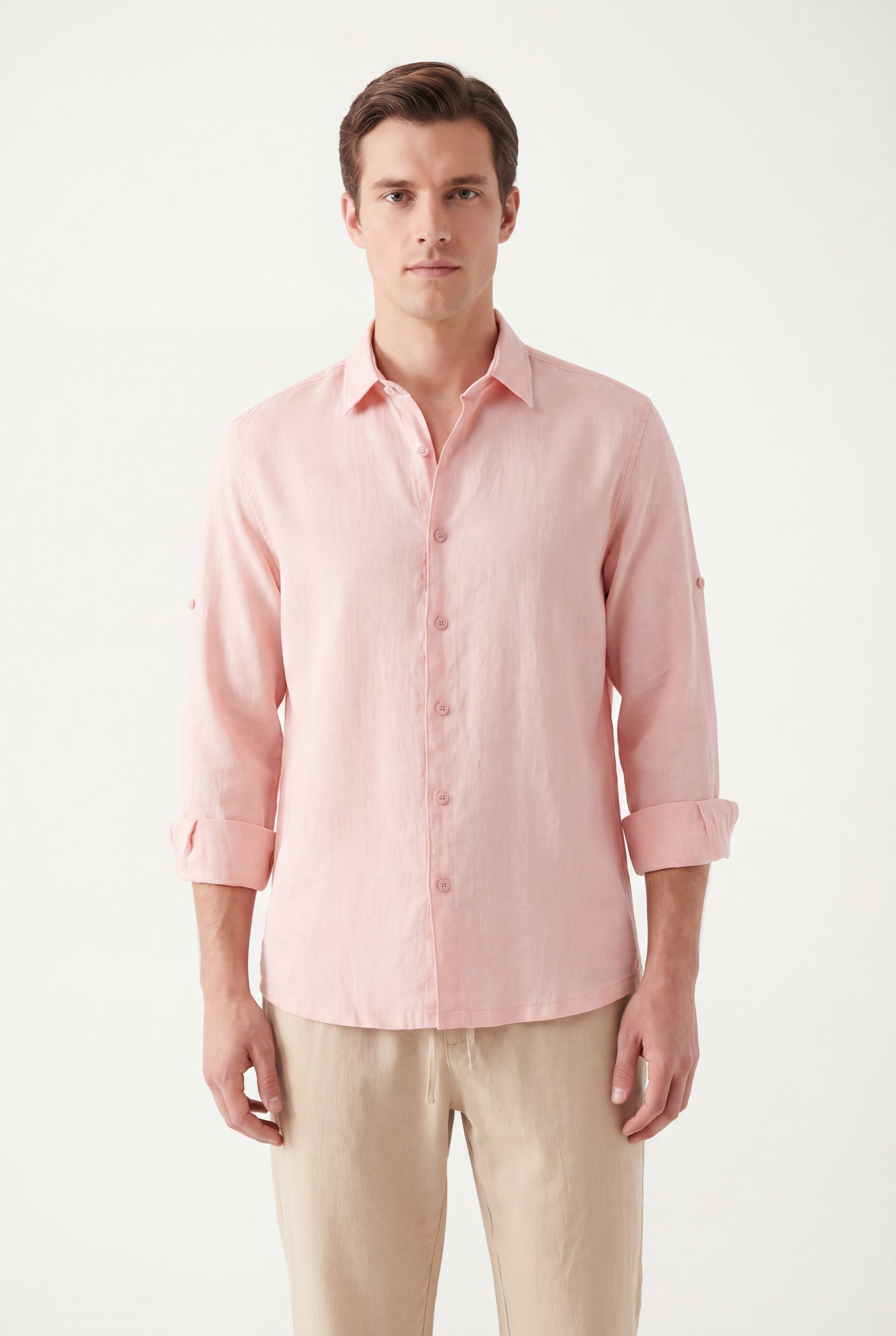 Linen Long Sleeves-Pink