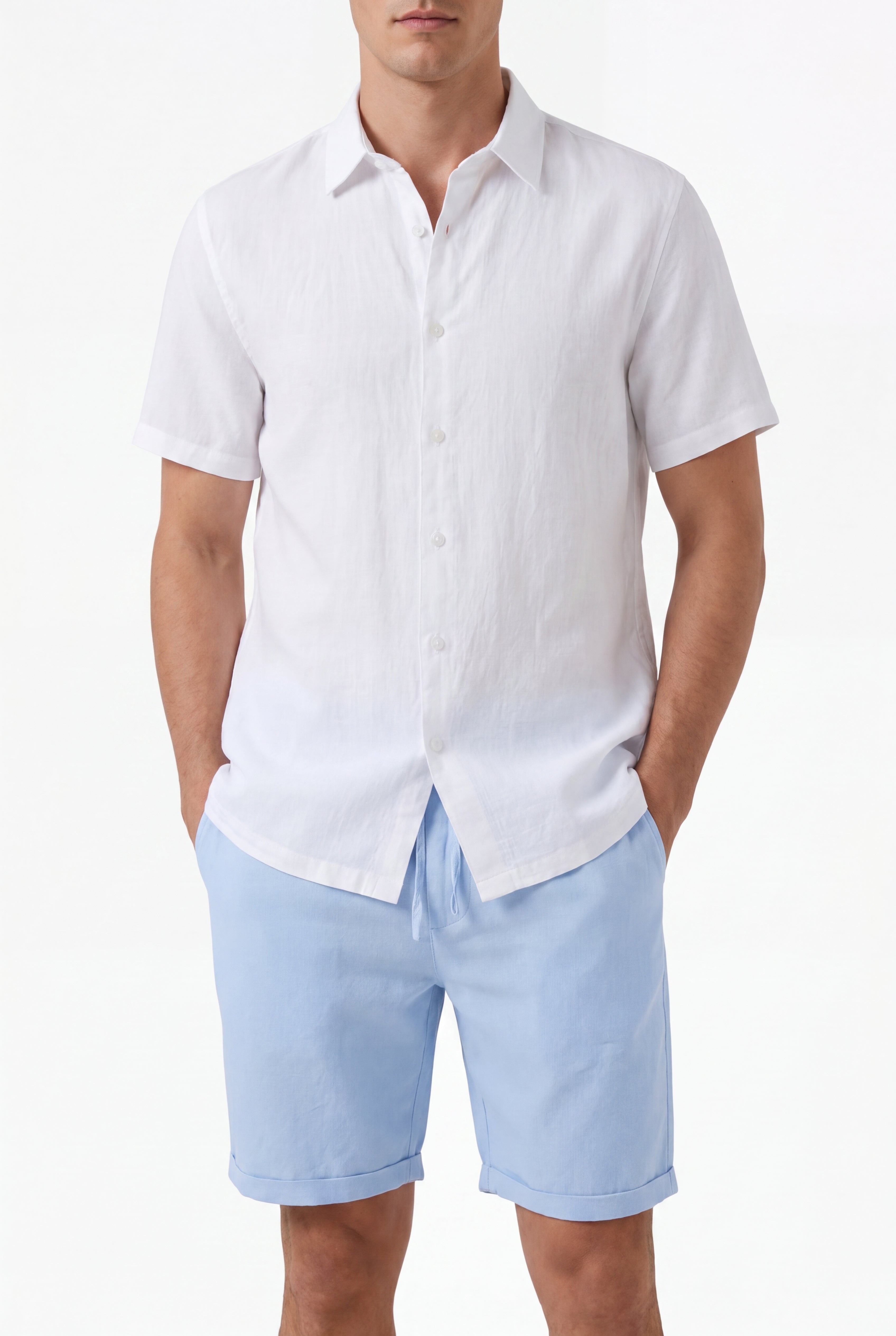 Linen Short-Ocean-Blue