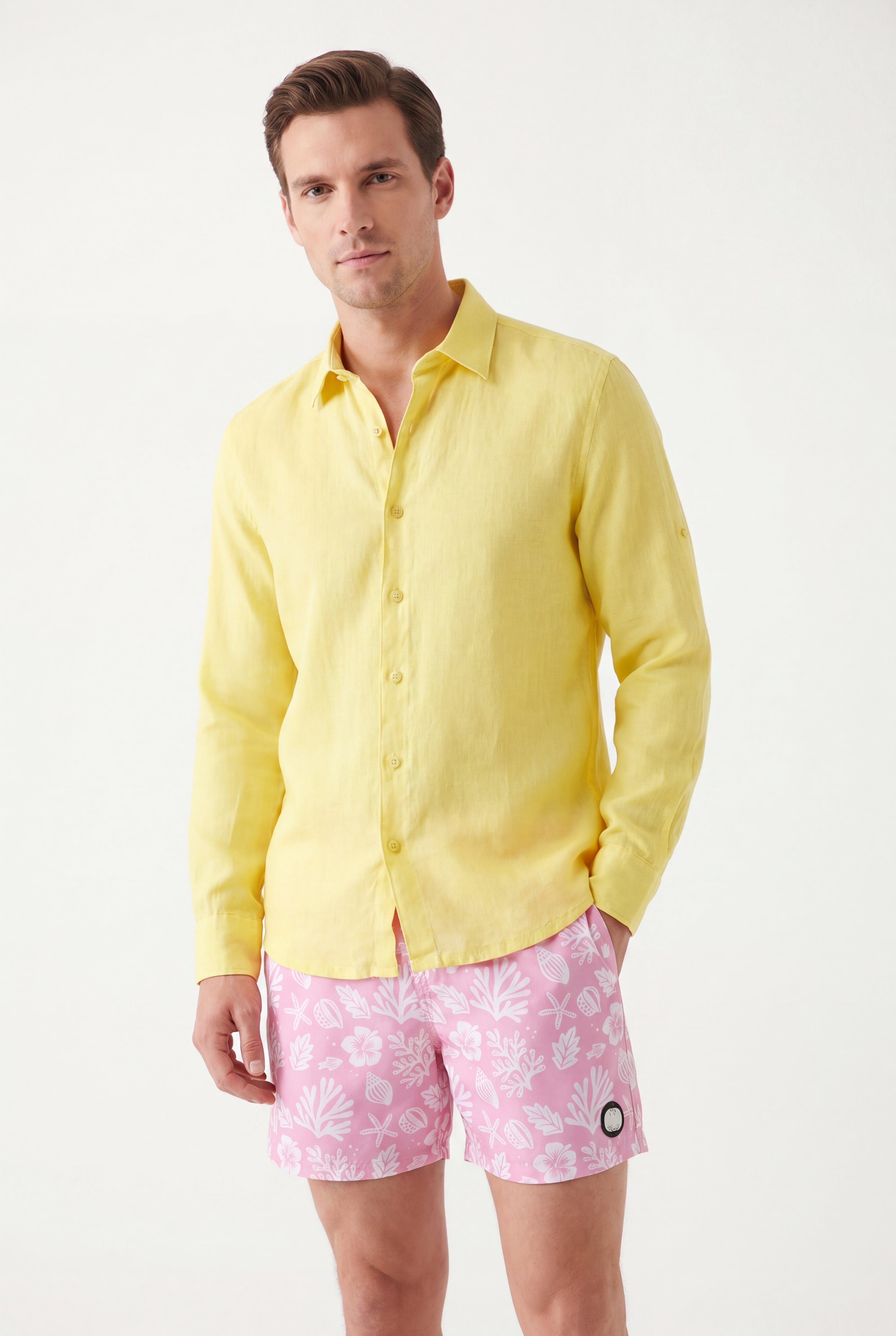 Sea Leaves Swim Short -Pink