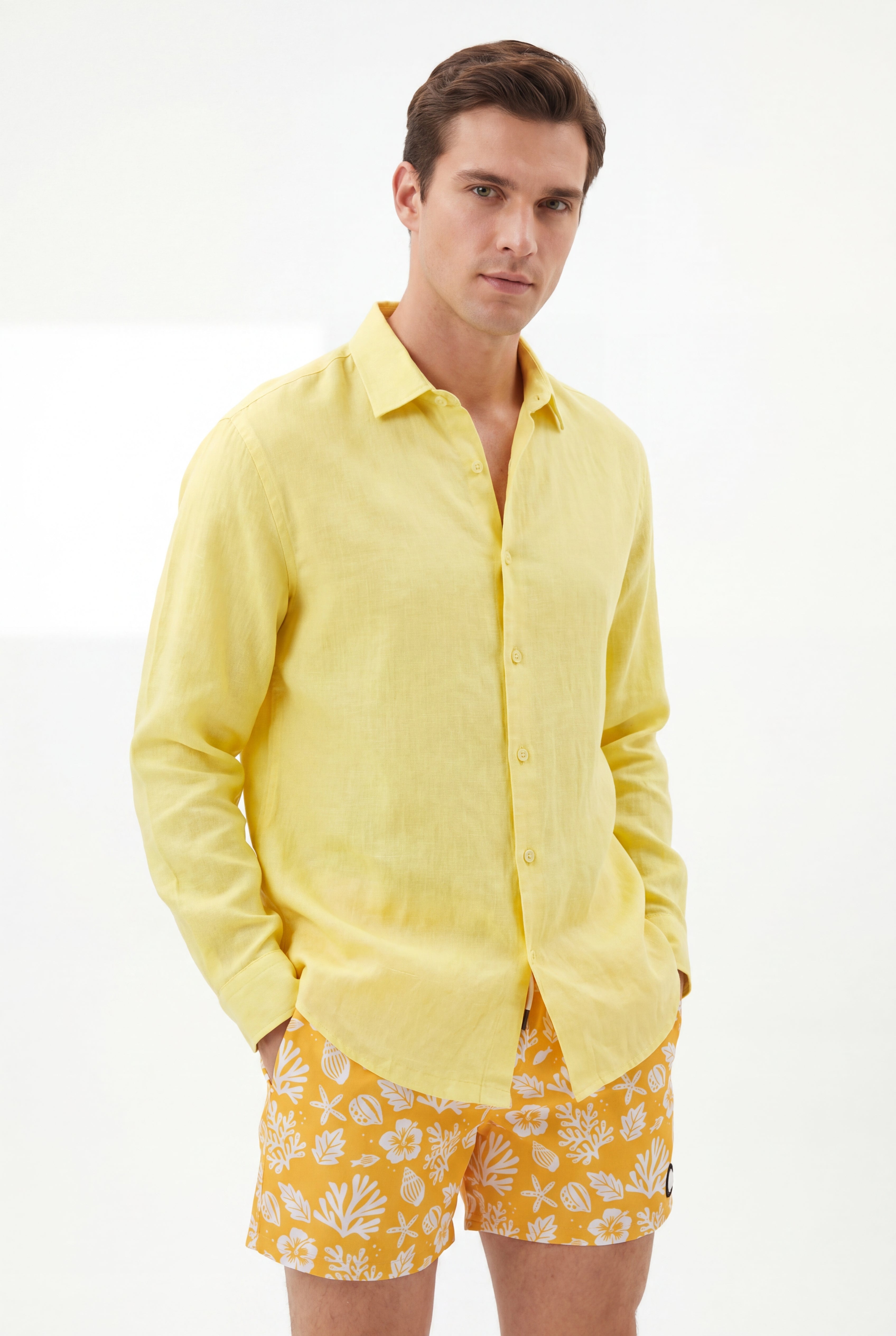 Sea Leaves Swim Short -Yellow