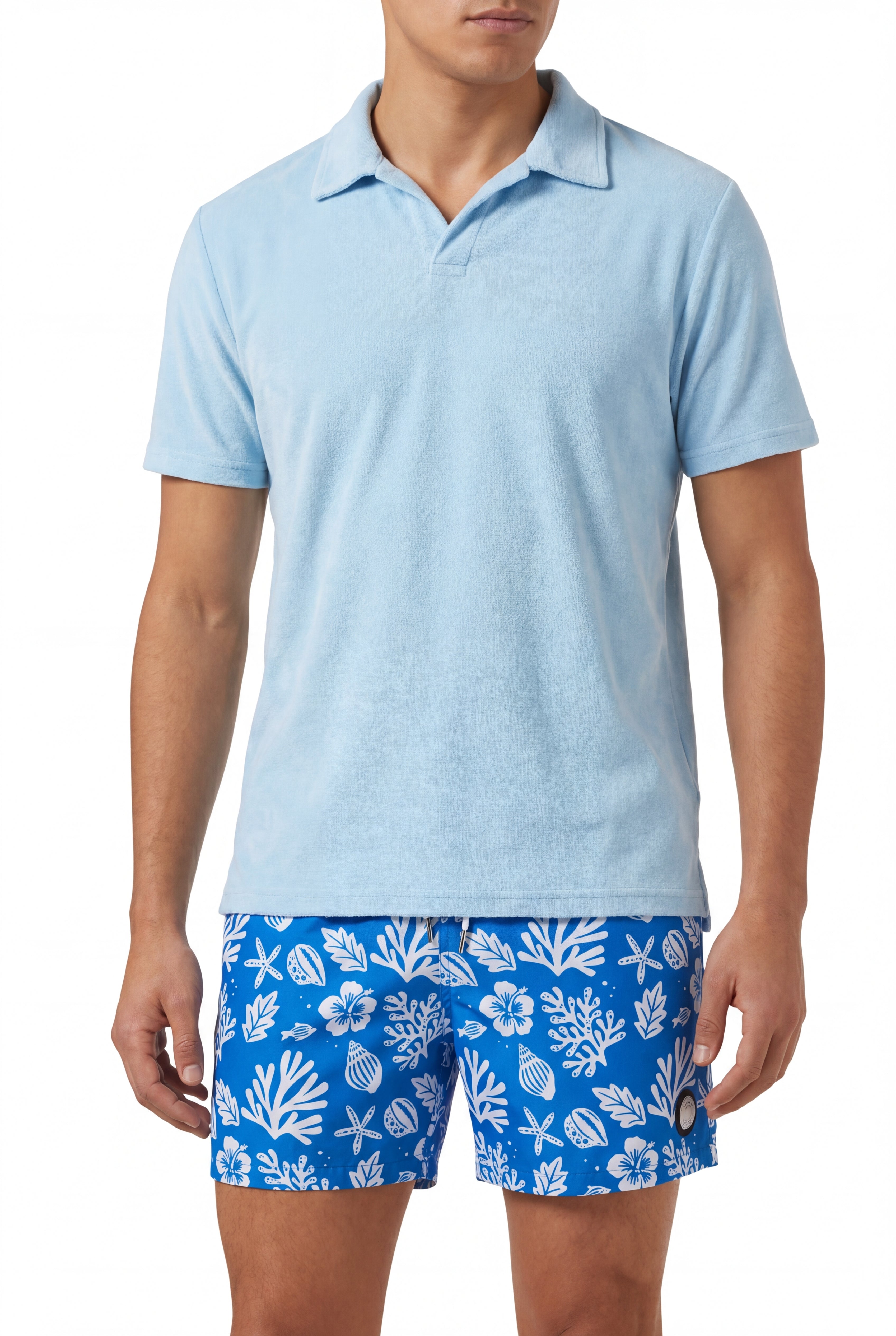 Sea Leaves Swim Short -Blue